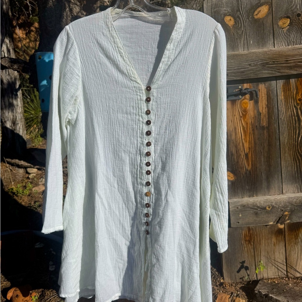 Simple Cotton White Indian Shirt with Buttons